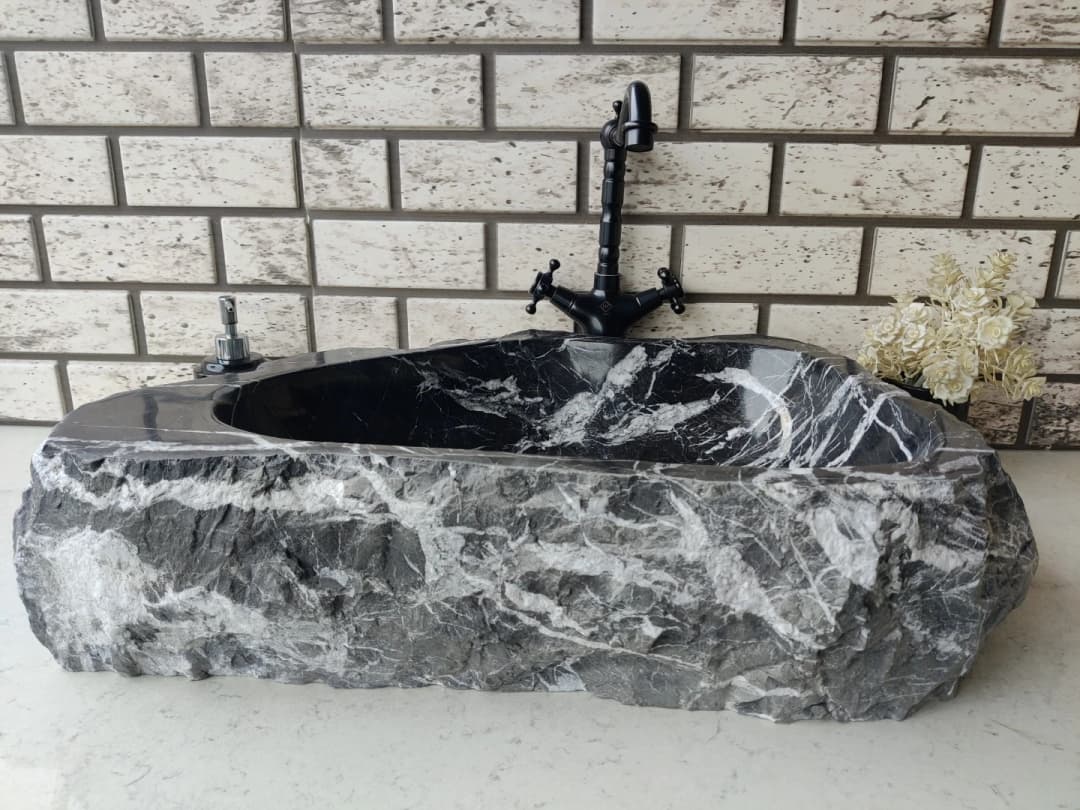 Toros Siyahı Natural Elips Mermer Lavabo 5