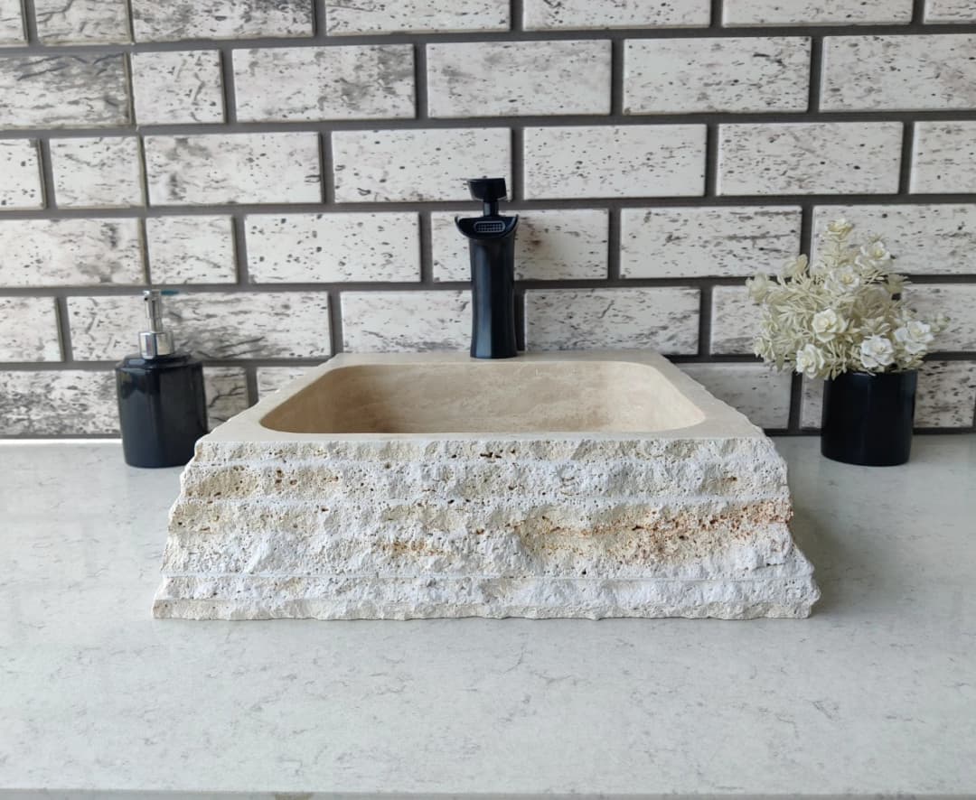 Traverten Mikro Patlatma Mermer Lavabo 5