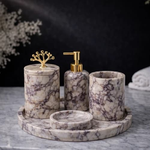 Menekşe 5'li Mermer Banyo Seti