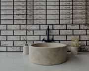 Bej Silindir Mermer Lavabo 1