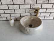 Bej Teker Mermer Lavabo 2