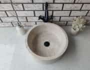 Bej Silindir Mermer Lavabo 2
