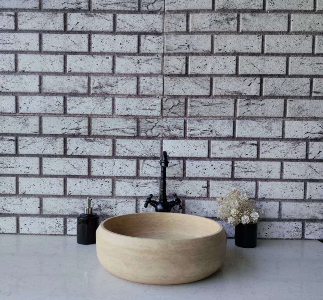 Traverten Pahlı Lid Teker Mermer Lavabo 1
