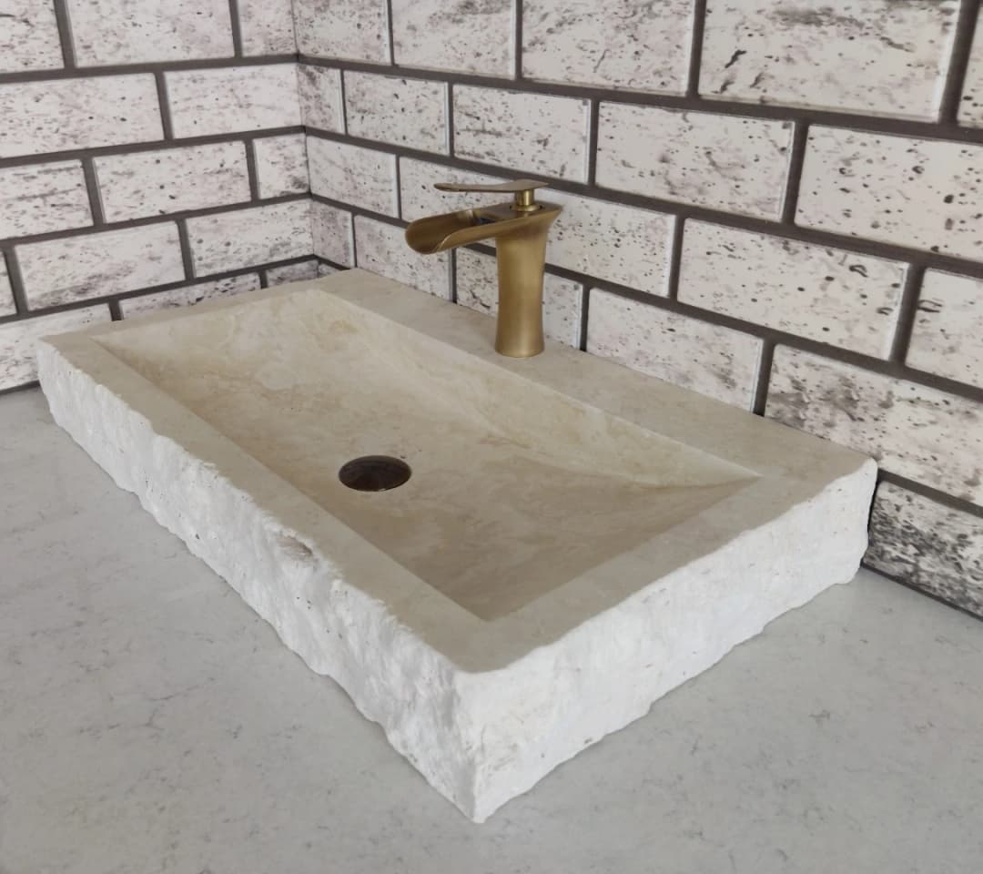 Traverten Yay Patlatma Mermer Lavabo 1