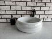 Beyaz Teker Mermer Lavabo 1
