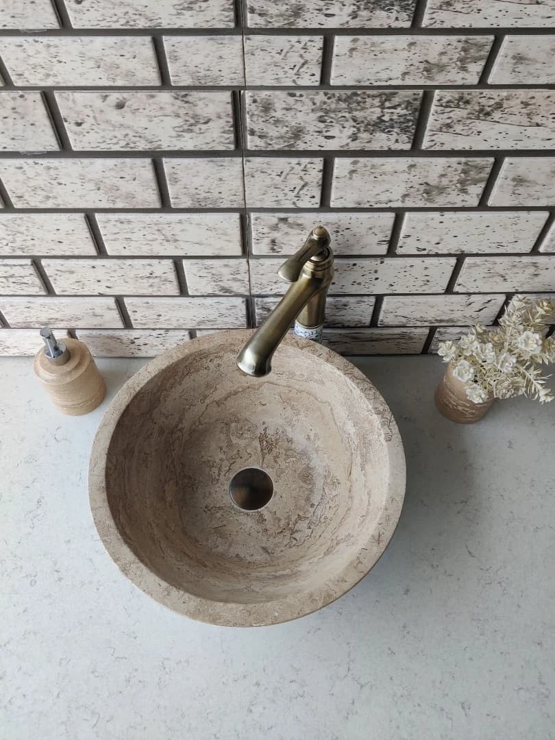 Noche Traverten Külah Mermer Lavabo 3