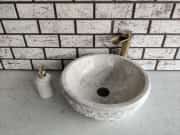 Bej Çanak Patlatma Mermer Lavabo 2