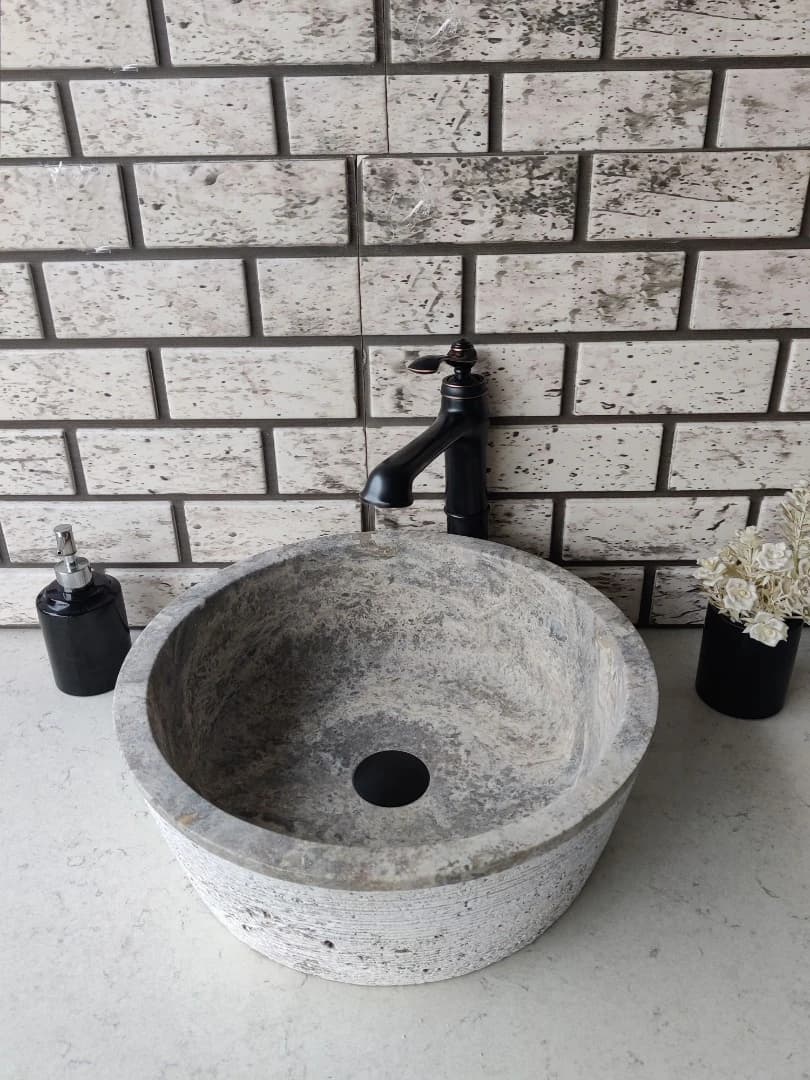 Silver Silindir Draw Mermer Lavabo 2