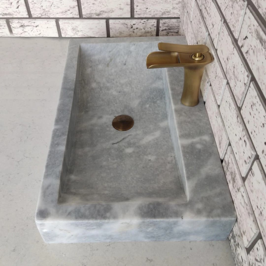 Gri Yay Köşeli Mermer Lavabo 3
