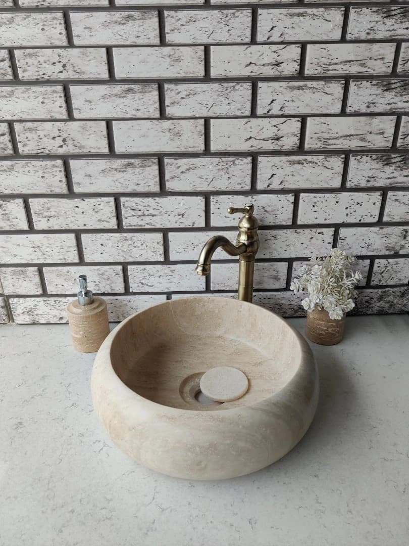 Traverten Lid Teker Mermer Lavabo 4