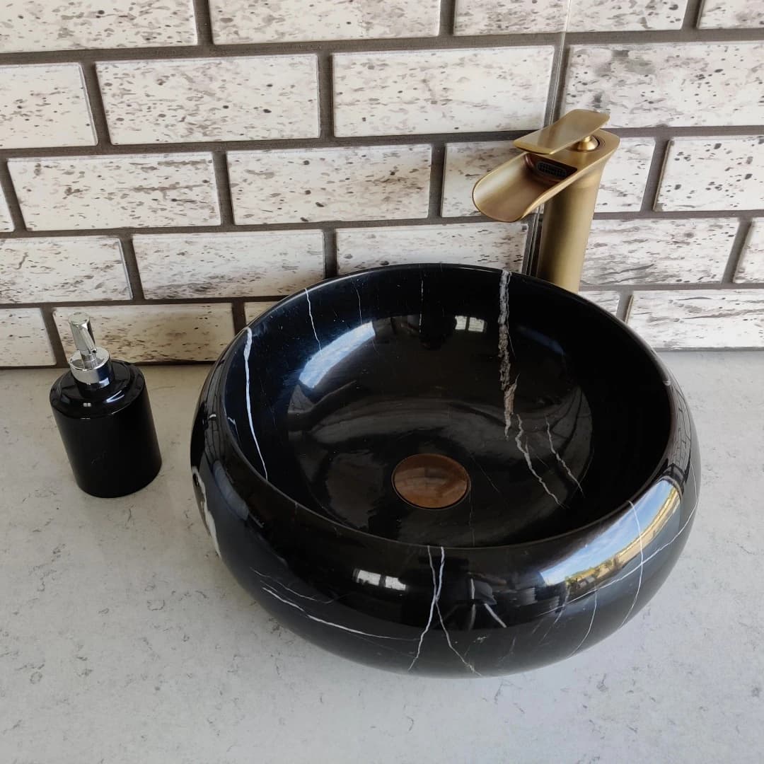 Toros Siyahı Teker Mermer Lavabo 2