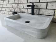 Beyaz Oval Step Mermer Lavabo 2