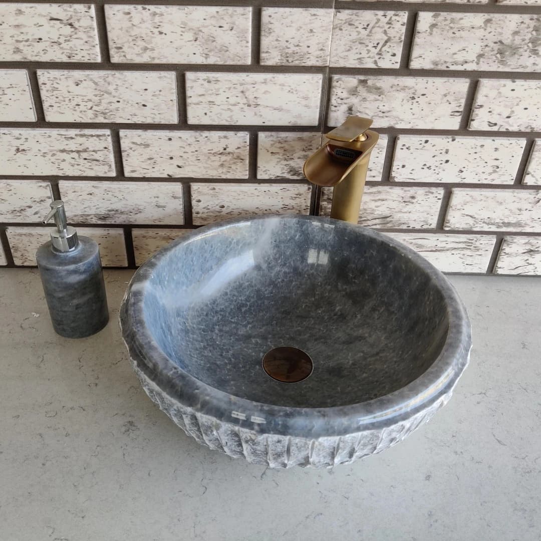 Gri Çanak Patlatma Mermer Lavabo 3
