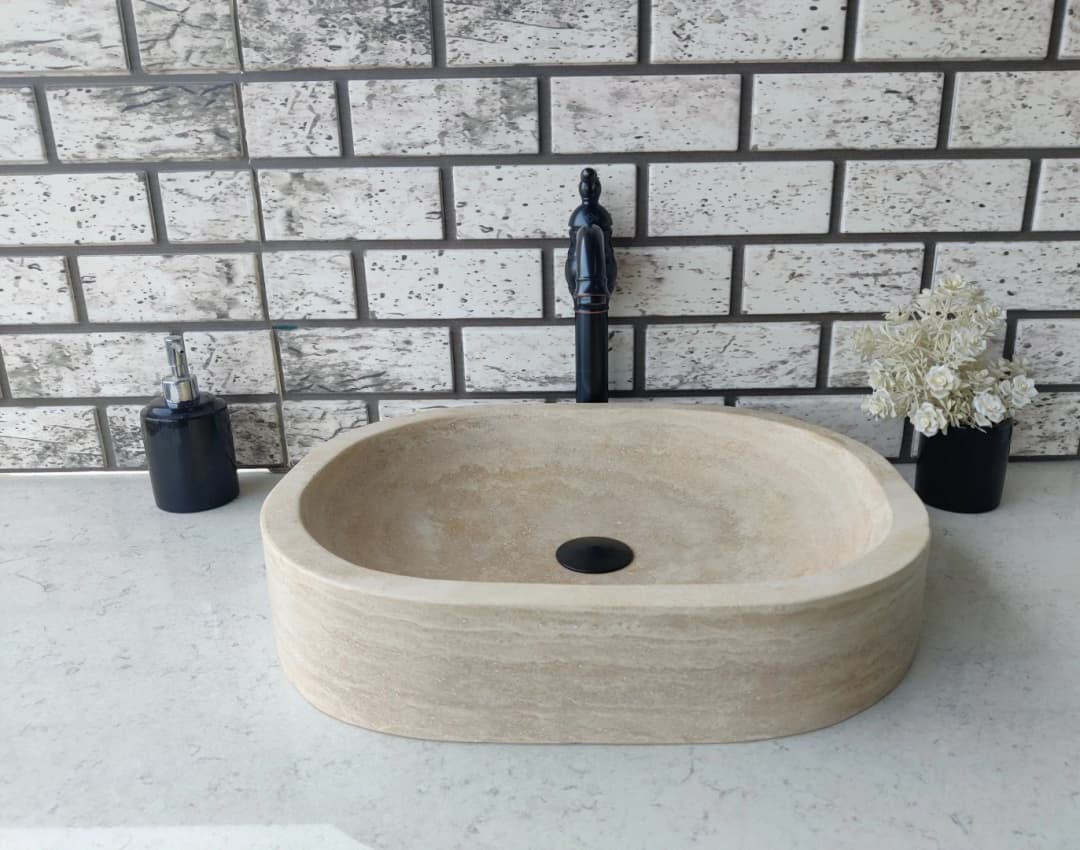 Traverten Oval Mermer Lavabo 4