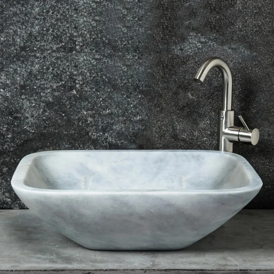 Gri Deep Köşeli Mermer Lavabo 1