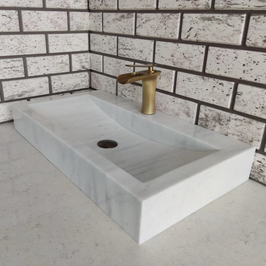 Beyaz Yay Mermer Lavabo 1