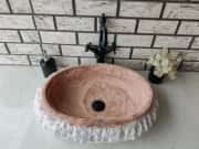 Traverten Red Patlatma Elips Mermer Lavabo 2