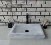 Beyaz Oval Yay Mermer Lavabo 4