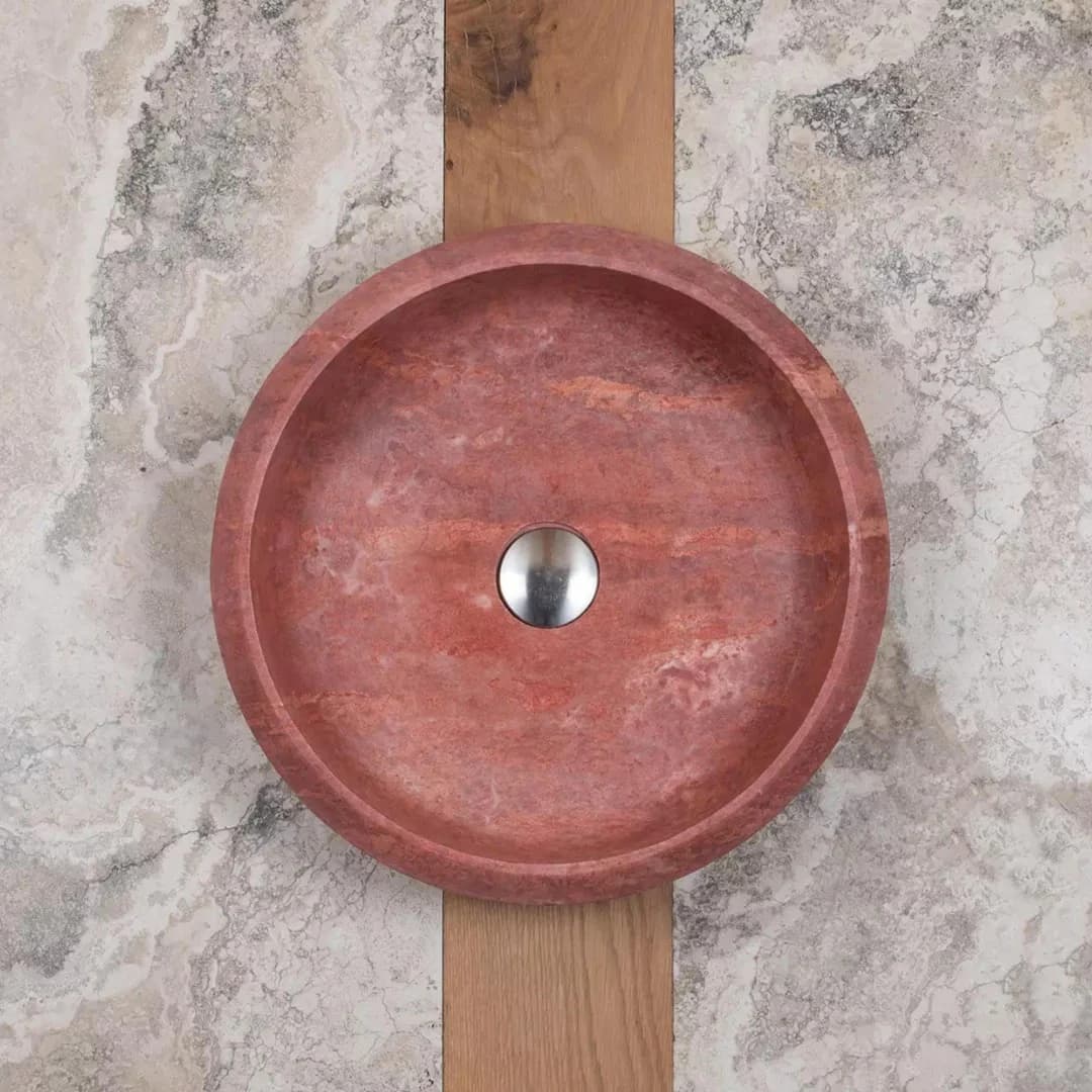 Traverten Red Pahlı Mermer Lavabo 2