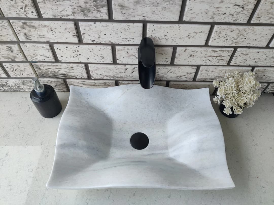 Beyaz Undate Mermer Lavabo 2