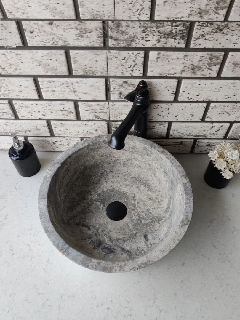 Silver Silindir Draw Mermer Lavabo 3