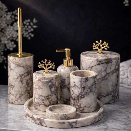 Menekşe 7'li Mermer Banyo Seti 1