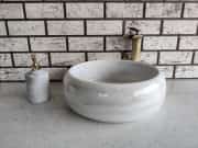 Beyaz Teker Mermer Lavabo 4