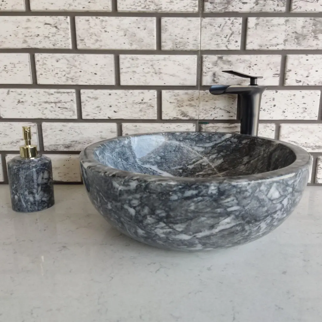 Karaca Siyah Çanak Mermer Lavabo 1