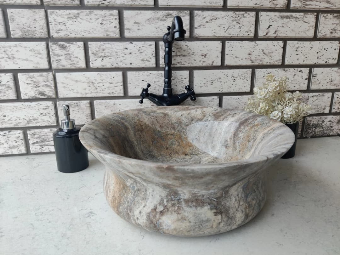 Silver Thin Mermer Lavabo 3