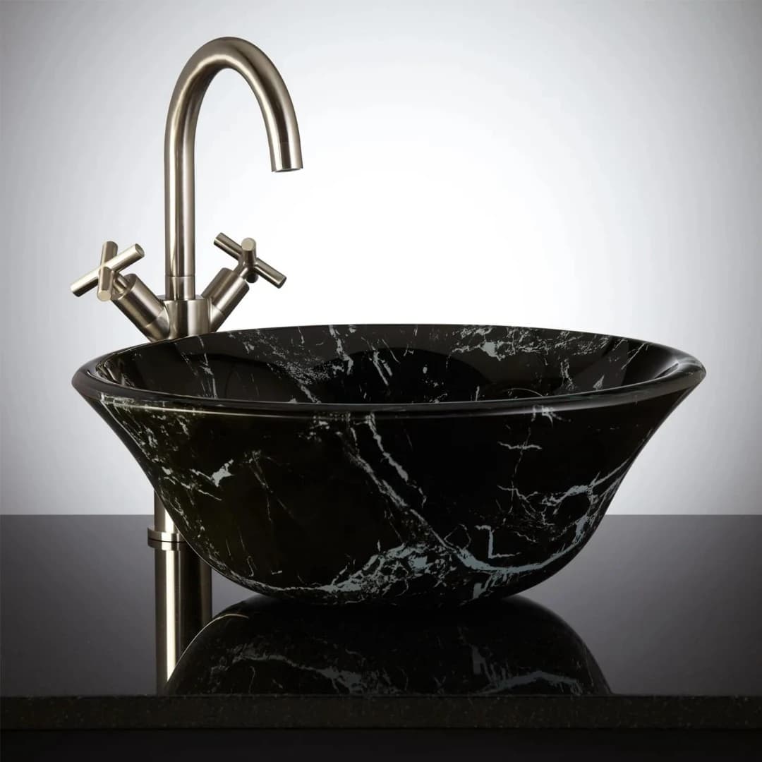Toros Siyahı Oval Mermer Lavabo 1
