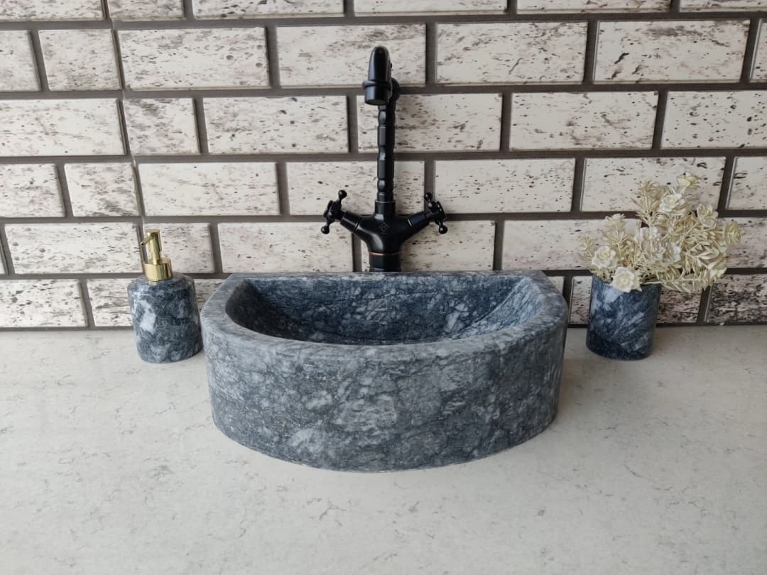 Karaca Siyahı Half D Mermer Lavabo 1