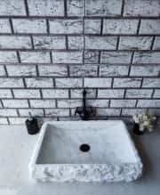 Beyaz Yay Patlatma Mermer Lavabo 2