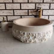 Traverten Natural Patlatma Mermer Lavabo 1