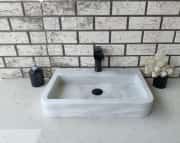 Beyaz Oval Step Mermer Lavabo 1