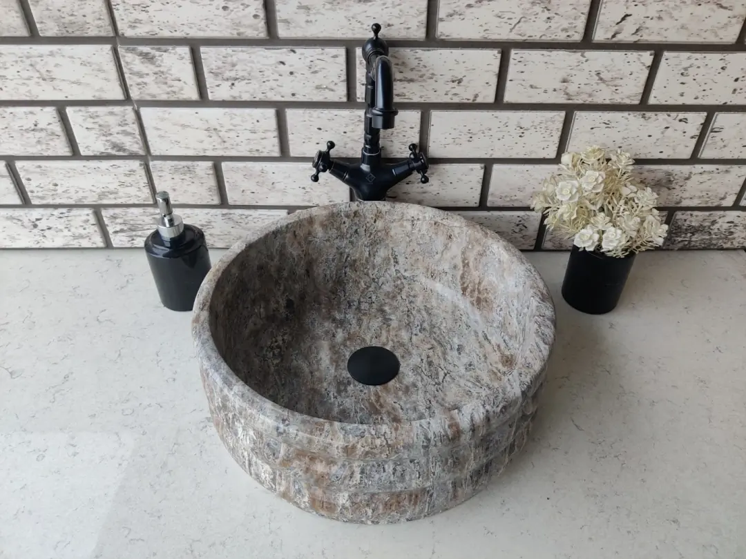 Silver Ducted Mermer Lavabo 3