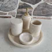 Bej 5'li Mermer Banyo Seti 3