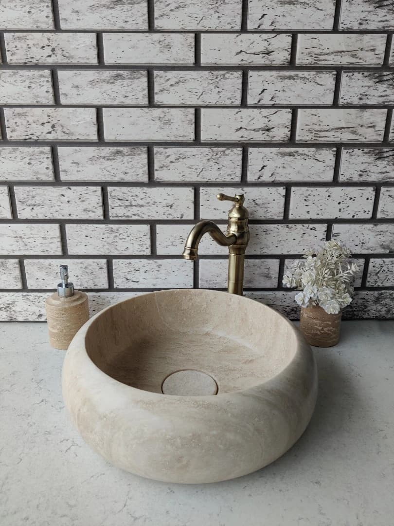 Traverten Lid Teker Mermer Lavabo 3