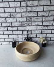 Traverten Pahlı Lid Teker Mermer Lavabo 7