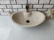 Traverten Elips Tap Mermer Lavabo 4