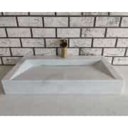Beyaz Dikdörtgen Gizli Giderli Mermer Lavabo 5
