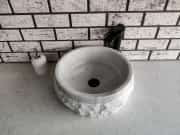 Beyaz Silindir Patlatma Mermer Lavabo 2