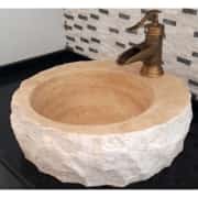 Traverten Batarya Delikli Patlatma Mermer Lavabo 2