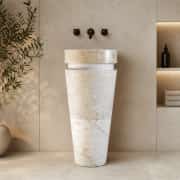 Bej Fuga Dikey Mermer Lavabo 1