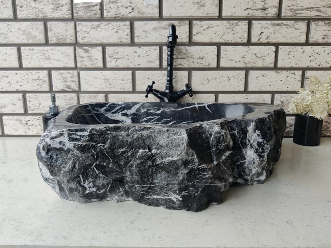 Toros Siyahı Natural Elips Mermer Lavabo 2