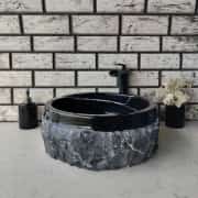 Toros Siyahı Natural Patlatma Mermer Lavabo 3