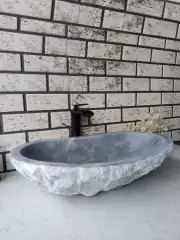 Gri Patlatma Elips Mermer Lavabo 1
