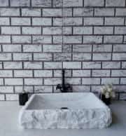 Beyaz Yay Patlatma Mermer Lavabo 1