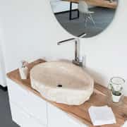 Bej Natural Patlatma Mermer Lavabo 1
