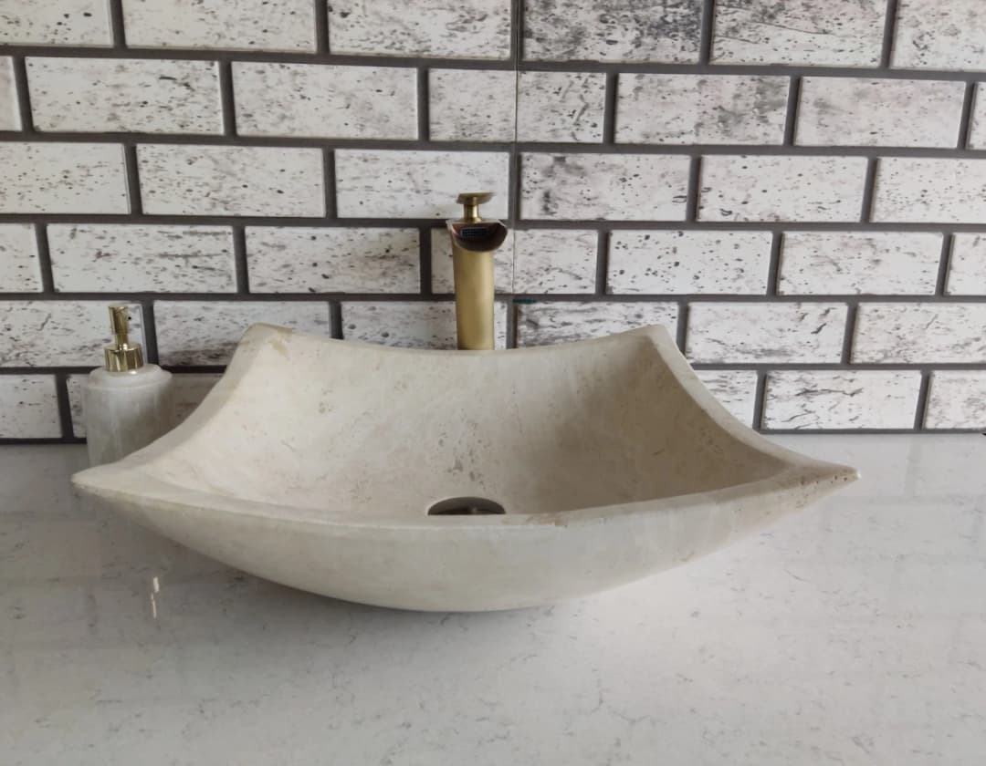 Traverten Kare Deep Yay Mermer Lavabo 1
