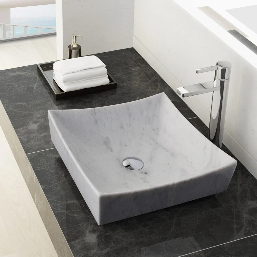 Beyaz Pin Mermer Lavabo 1
